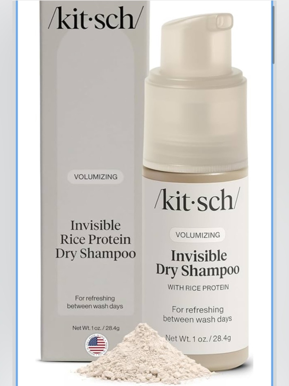 NWT Kitsch Volumizing Rice Protein Dry Shampoo Powder Light-to-med Trav. Sz 1oz